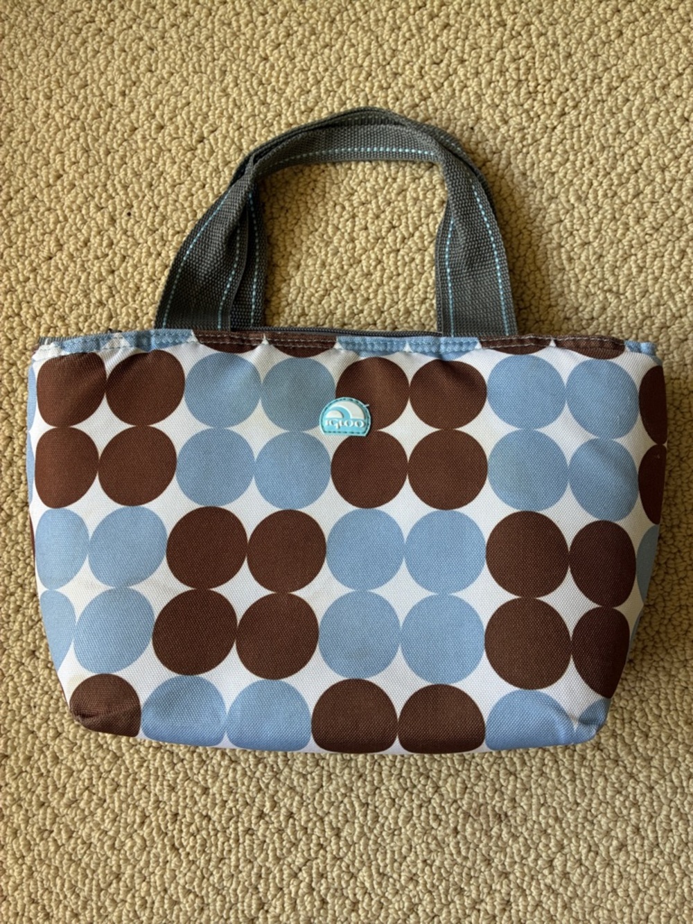 Igloo Blue and Brown Dot Insulated Lunch Bag